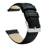 Black Alligator Grain Leather Watch Band - 12mm