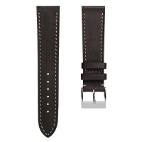 Rochefort Flat Patina Calf Leather Watch Strap - Chocolate Brown - 17mm