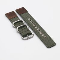 Cordura® Army Green Oiled Leather Watch Strap - 18mm