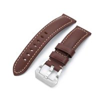 Pecan Brown Tapered Smooth Leather Watch Band, 22mm - 7mm