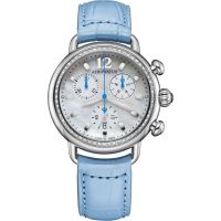 Aerowatch 1942 Chronolady Diamonds Leather Blue