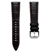 Carolina Gator Print Genuine Leather Watch Strap - Black / Red Stitching - 22mm