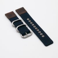 Cordura® Navy Blue Oiled Leather Watch Strap - 18mm