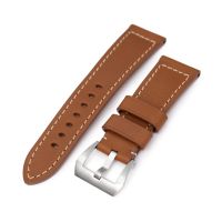 Pam Collection, Brown French Crafted Leather Watch Strap for Panerai, Beige Stitching - 26mm