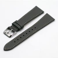 Vintage Epsom Italian Leather Pewter Grey Watch Strap with Quick Release - 21mm
