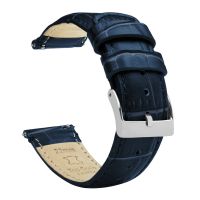 Navy Blue Alligator Grain Leather Watch Band - 12mm