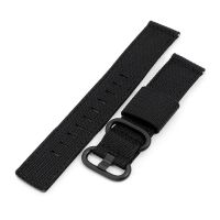 Q.R. 20mm 2-pcs Ribbed Nylon Watch Band, Black - 25mm