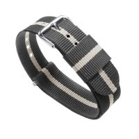 Smoke Linen Grey White Nylon NATO® style Watch Band - 24mm