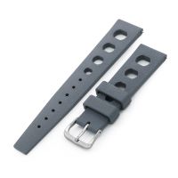 20mm Grey Large Holes Rally FKM Quick Release Rubber watch band - 16mm