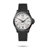 Longines Conquest V.H.P. GMT 43 PVD / Silver / Rubber
