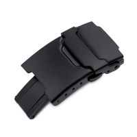 20mm PVD Black Stainless Steel Push Button Diver Clasp for Watch Band - 15mm