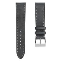 Rochefort Flat Patina Calf Leather Watch Strap - Platinum - 17mm