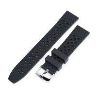 Rhombus Black FKM Quick Release rubber watch strap, 20mm - 10mm