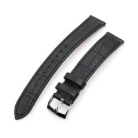 17mm Black CrocoCalf (Italian Croco Grain) Flat Watch Band - 17mm