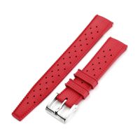 Quick Release Red Tropical-Style Pro FKM rubber watch strap, 20mm - 30mm