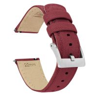 Raspberry Red Sailcloth Quick Release Watch Band - 21mm