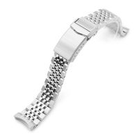 19mm Asteroid Watch Band for Grand Seiko 44GS SBGJ235 SBGJ201 SBGJ203, Stainless Steel - Brushed with Polished Center, V-Diver Clasp - 14mm