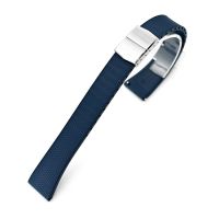 20mm FKM32 Navy Blue Rubber Quick Release Watch Band, Deployment Clasp - 16mm