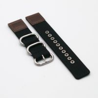 Cordura® Coal Black Oiled Leather Watch Strap - 24mm