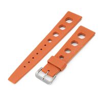 20mm Orange Retro Large Holes Rally Tapered Rubber watch band - 15mm