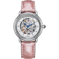 Aerowatch 1942 Lady Automatic Skeleton Diamonds Pink Leather