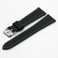 Vintage Epsom Italian Leather Onyx Black Watch Strap with Quick Release - 21mm