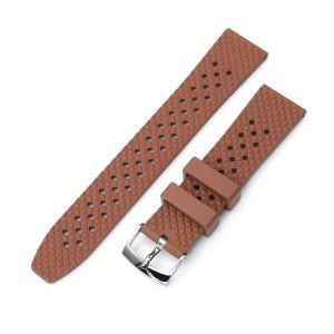 Rhombus Brown FKM Quick Release rubber watch strap, 20mm - 10mm