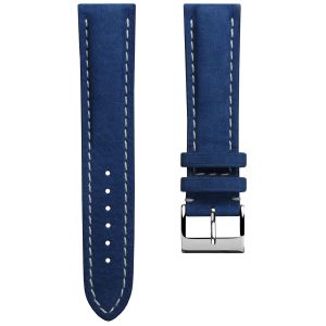 Ostend Thick Padded Leather Watch Strap  - Nubuck Azure Blue - 24mm