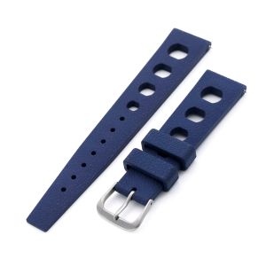 Navy Blue Large Holes Rally FKM Quick Release Rubber watch band - 16mm