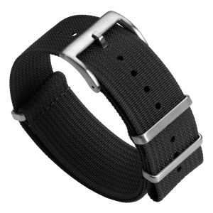 WatchGecko Ridge Military Nylon Watch Strap - Black - 24mm