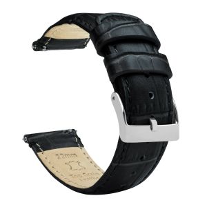 Black Alligator Grain Leather Watch Band - 12mm