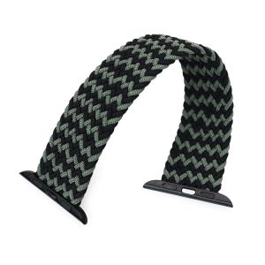 Stretchable Black-Green Braided Solo Loop Band for Apple Watch 44mm 42mm - 8mm
