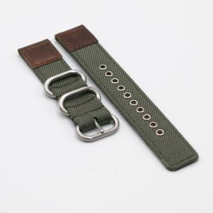 Cordura® Army Green Oiled Leather Watch Strap - 18mm