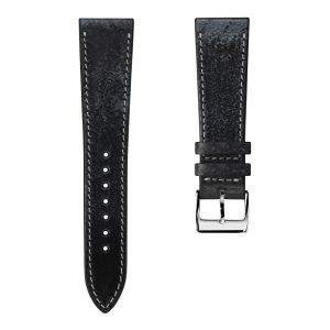 Radstock Vintage Genuine Leather Watch Strap - Vintage Black - 17mm