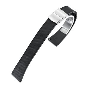 FKM32 Black Rubber Quick Release Watch Band, Deployment Clasp - 16mm