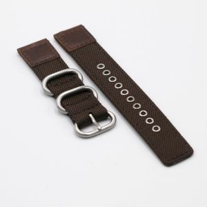 Cordura® Espresso Brown Oiled Leather Watch Strap - 18mm