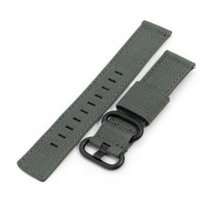 Q.R. 20mm 2-pcs Ribbed Nylon Watch Band, Grey - 25mm