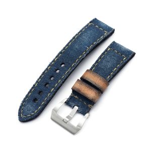 Gunny X MT Denim Blue Washed Canvas Watch Band, 24mm or 26mm - 26mm