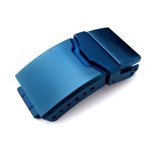 18mm, 20mm or 22mm Stainless Steel Button Chamfer double locks Diver Clasp for Watch Band, IP Blue - 15mm