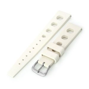 White Large Holes Rally FKM Quick Release Rubber watch band - 16mm