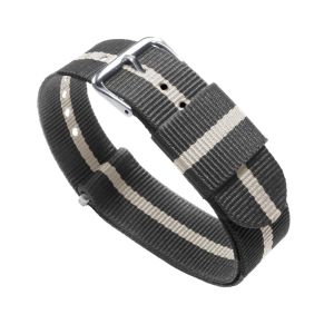 Smoke Linen Grey White Nylon NATO® style Watch Band - 24mm