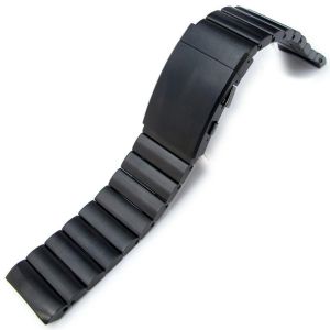 Bandoleer Solid Replacement Watch Band for Panerai 44mm, 316L stainless Steel PVD Black - 24mm