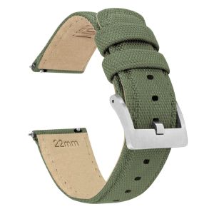 Army Green Sailcloth Quick Release Watch Band - 16mm