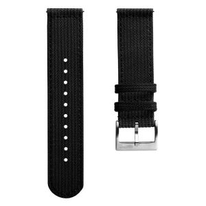 RidgeFlex Two-Piece Military Nylon Watch Strap - Black - 22mm