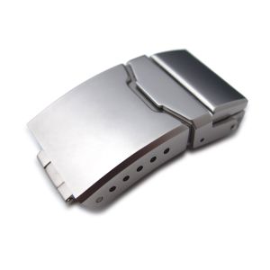 18mm, 20mm, 22mm or 24mm Stainless Steel Chamfer double locks Diver Clasp for Watch Band, 6 adjust holes and reformed Flip-Lock, Sandblasted - 15mm