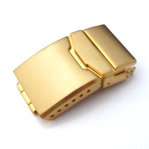 18mm, 20mm, 22mm or 24mm Stainless Steel Chamfer double locks Diver Clasp for Watch Band, 6 adjust holes and reformed Flip-Lock, IP Gold - 15mm