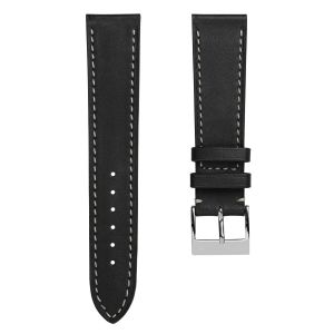 Rochefort Flat Patina Calf Leather Watch Strap - Anthracite - 17mm
