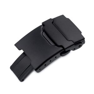 PVD Black Stainless Steel Push Button Diver Clasp for Watch Band - 15mm