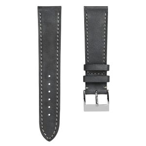 Rochefort Flat Patina Calf Leather Watch Strap - Platinum - 17mm