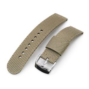 2-pcs Nylon Watch Band, Khaki, Quick Release - 25mm